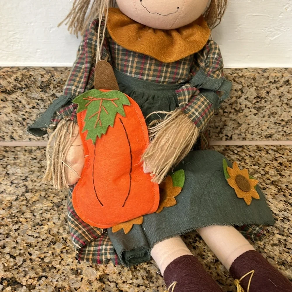 Fall Scarecrow Doll with Pumpkin